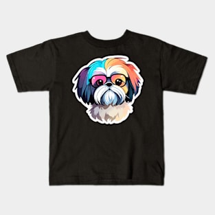 Shih Tzu Dog Illustration Kids T-Shirt